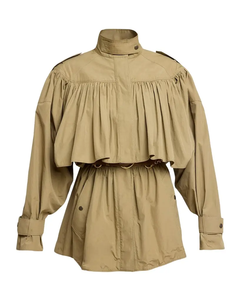 Chloe Gathered Ruffle Short Trench Coat
