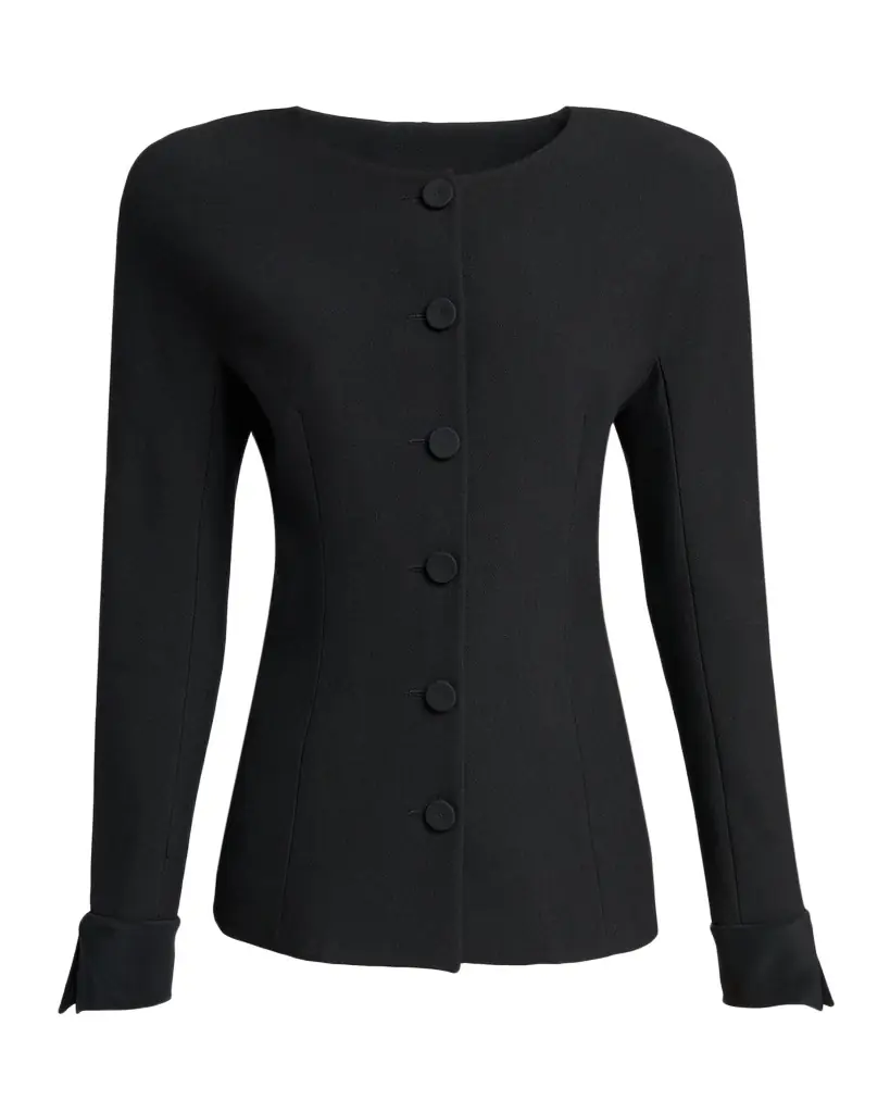 Chloe Jewel-Neck Tailored Wool Jacket