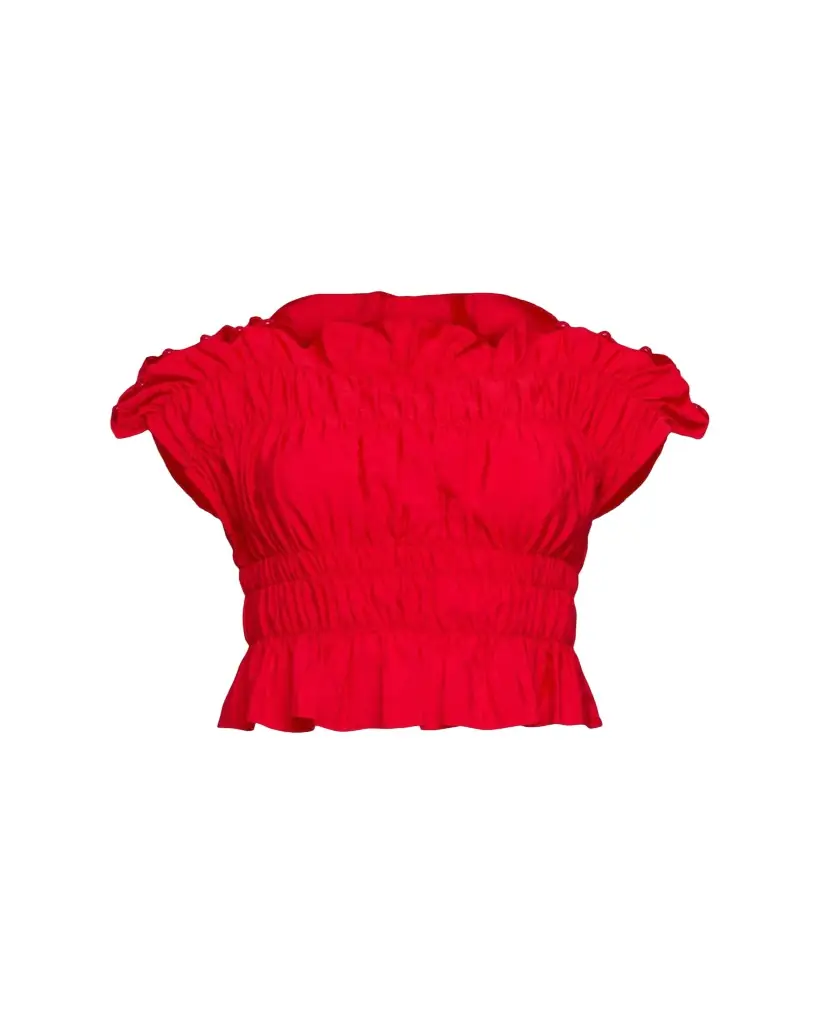 Cinq a Sept Evalina Smocked Crop Top