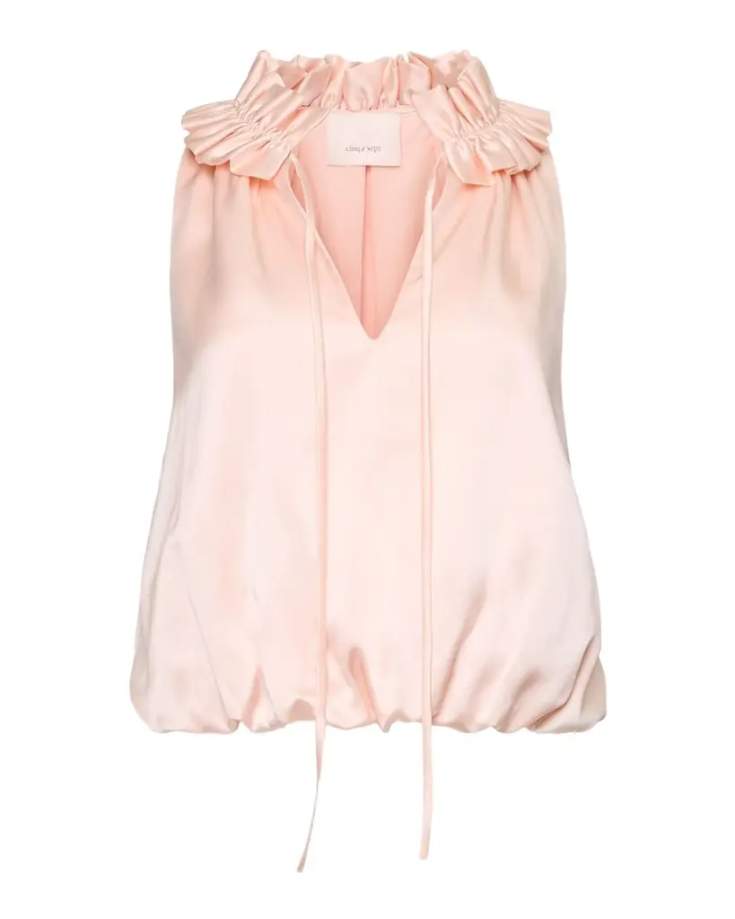 Cinq a Sept Lucianna Sleeveless Silk Bubble Blouse