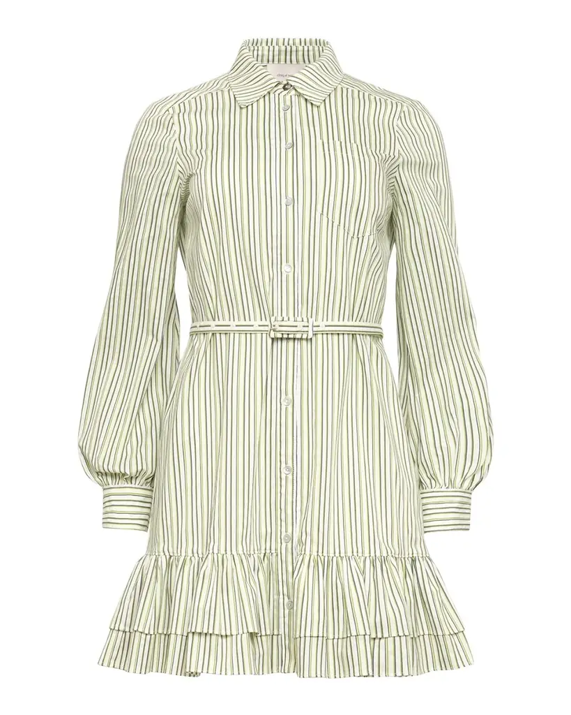 Cinq a Sept Sophie Striped Belted Mini Shirtdress