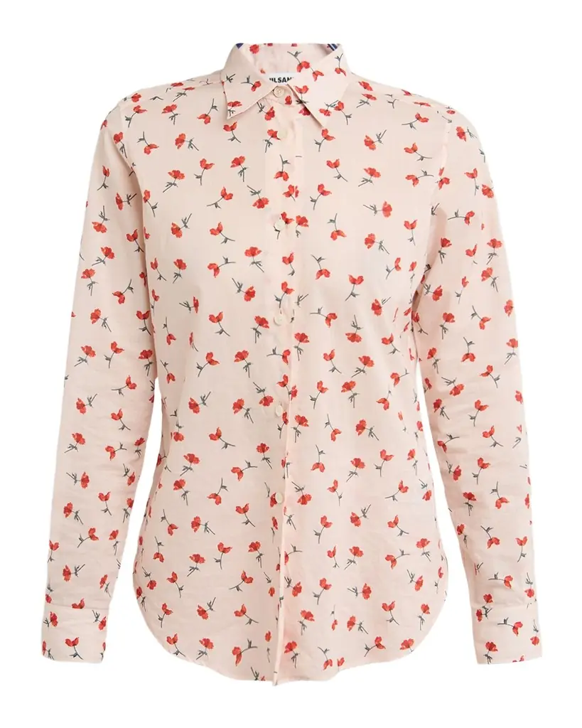 Jil Sander Poppy Floral Cotton Button-Down Shirt