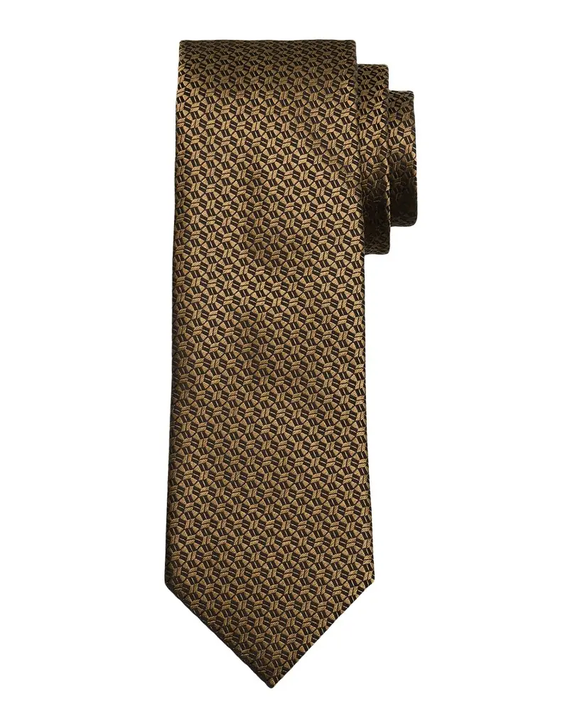 ZEGNA Men 's Geometric Jacquard Silk Tie