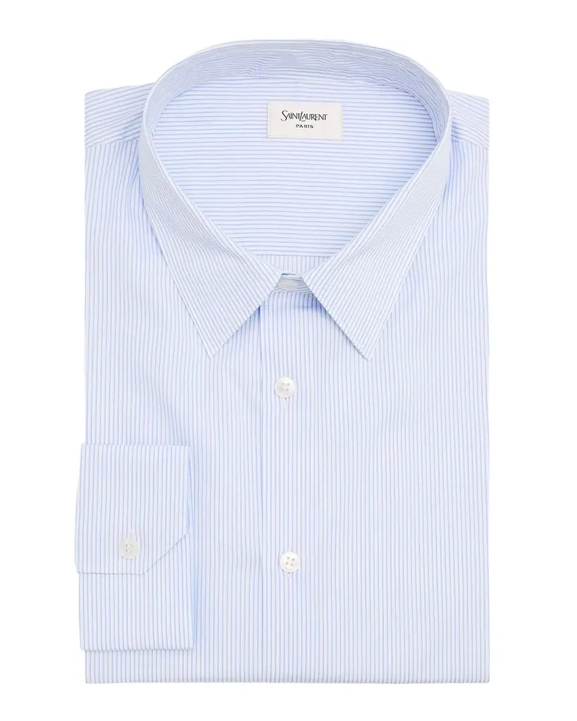 Saint Laurent Men 's Striped Cotton Dress Shirt