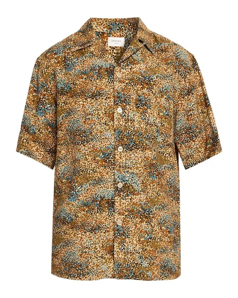Saint Laurent Men 's Confetti Viscose Short-Sleeve Shirt