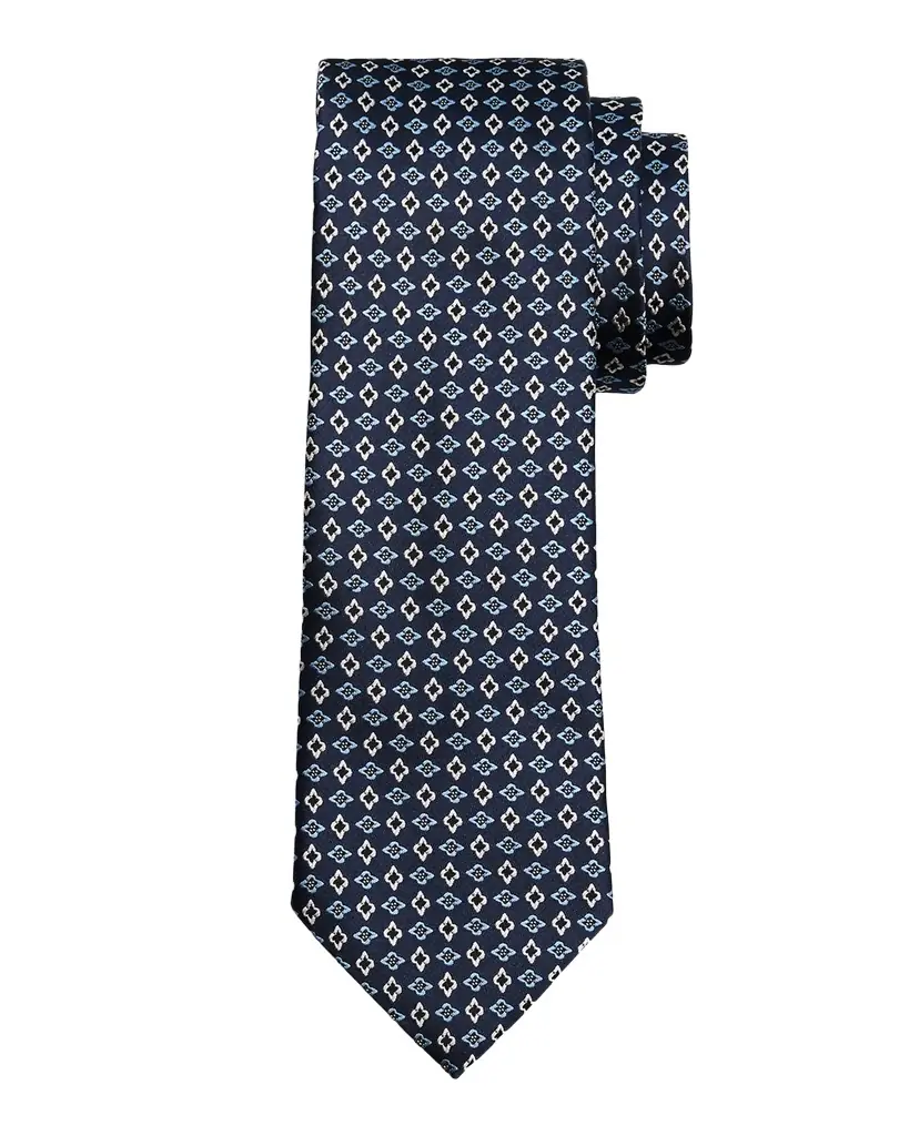 ZEGNA Men 's Floral Geometric Silk Jacquard Tie