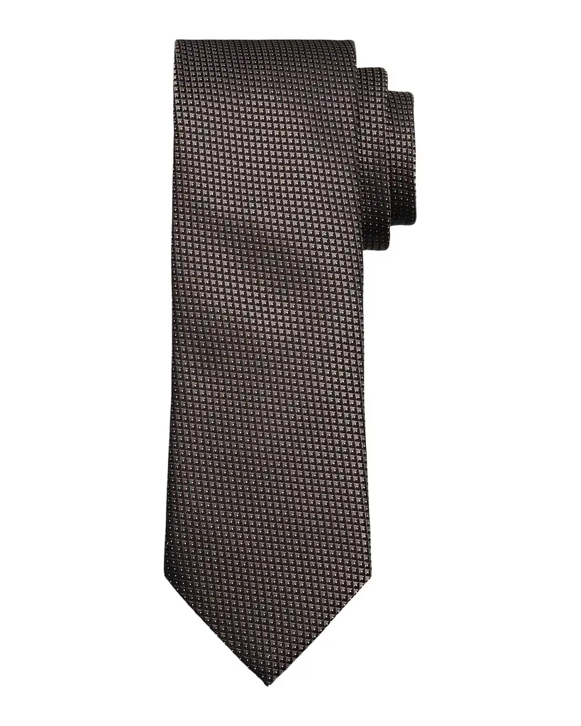 ZEGNA Men 's Micro-Geometric Silk Jacquard Tie