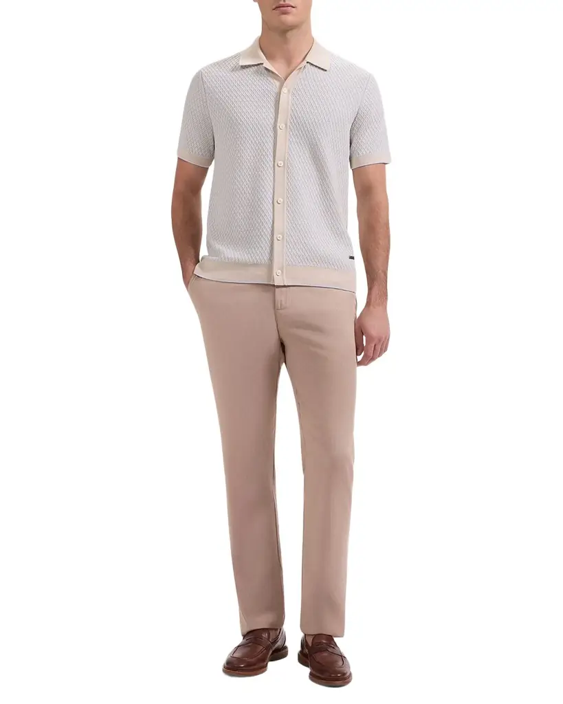 Bugatchi Men 's Two-Tone Honeycomb Button-Front Sweater