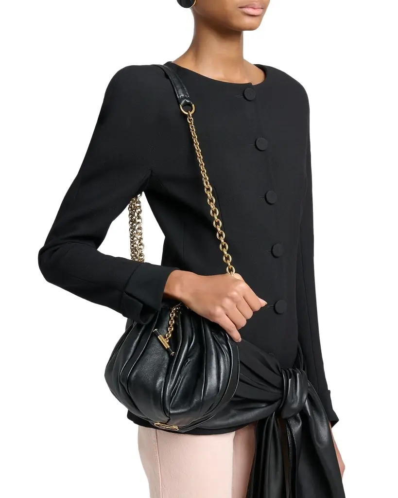 Chloe Plisse Gathered Leather Shoulder Bag