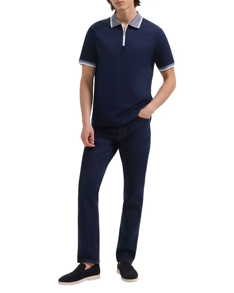 Bugatchi Men 's Tipped Knit-Trim Quarter-Zip Polo Shirt