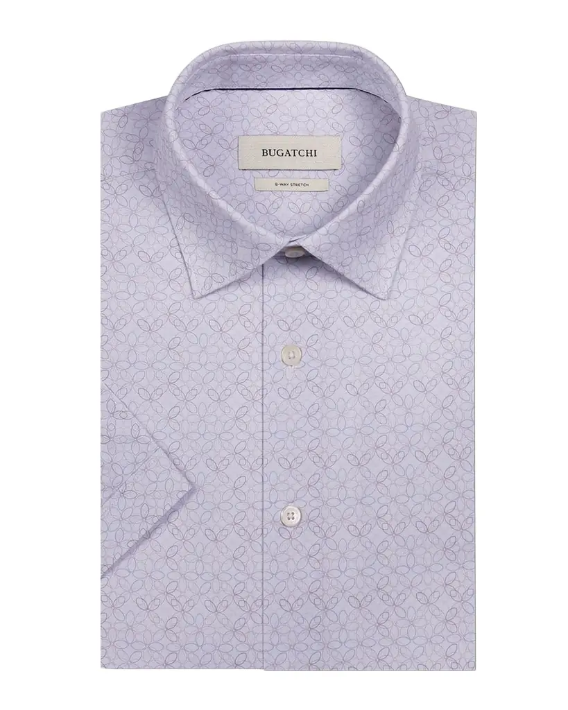 Bugatchi Men 's Miles Geometric-Print OoohCotton Short-Sleeve Shirt