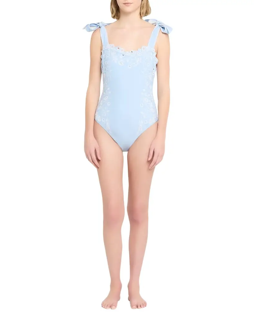 SIMKHAI Laurie Embroidered One-Piece Swimsuit