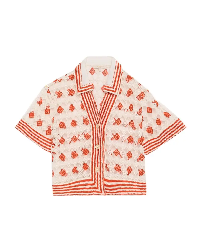 Ramy Brook Betty Crochet Button-Front Coverup Top