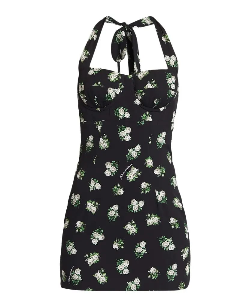 Dolce & Gabbana Floral Bustier Halter Mini Dress