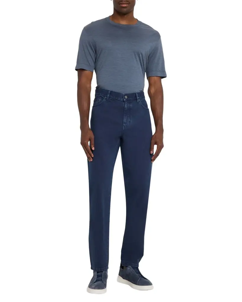 ZEGNA Men's Pure Cotton Slim Fit Five-Pocket Jeans