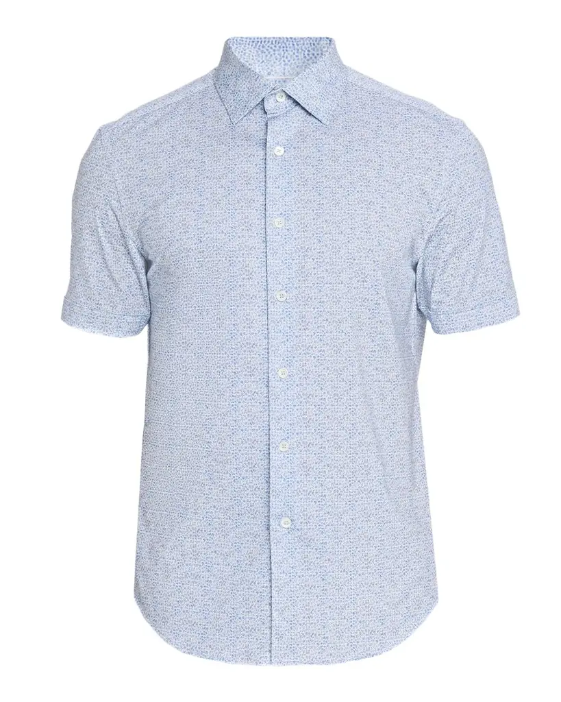 Bugatchi Men 's Miles Bistro-Print OoohCotton 8-Way Stretch Short-Sleeve Shirt