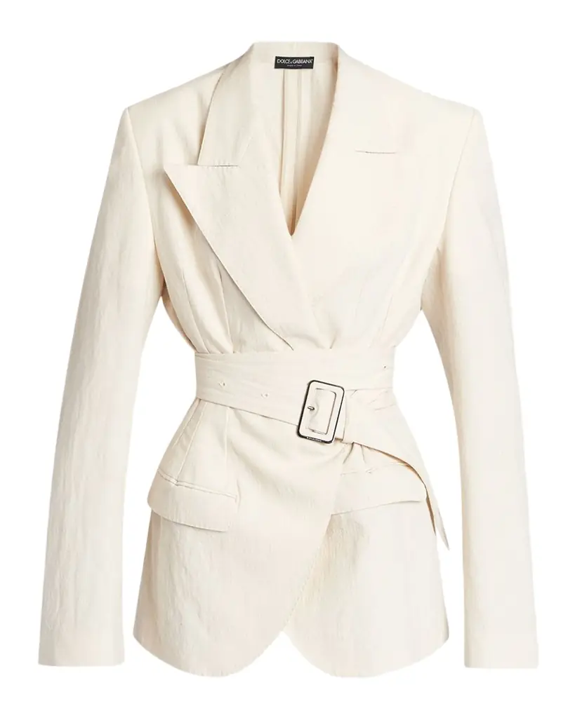 Dolce & Gabbana Strong-Shoulder Belted Wrap Blazer Jacket