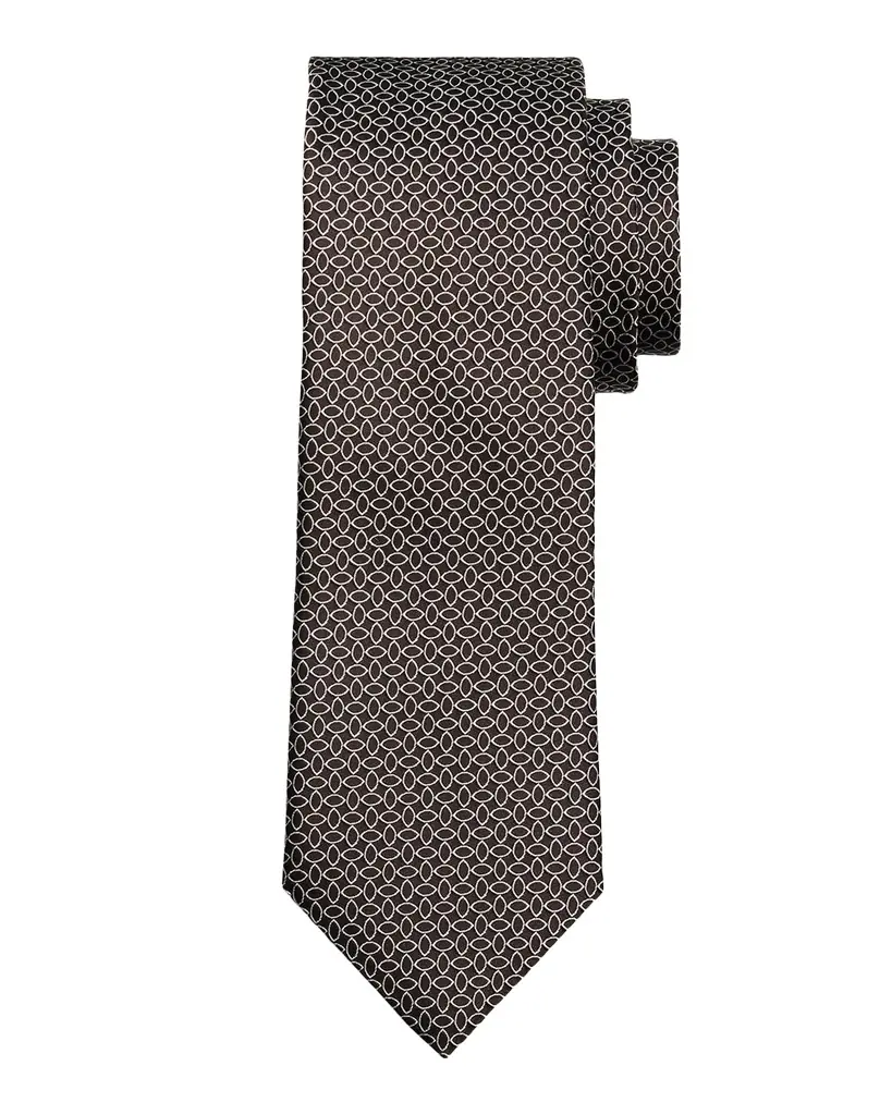 ZEGNA Men 's Geometric Oval Silk Jacquard Tie