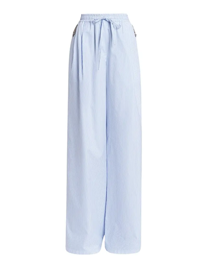 Dolce & Gabbana Embellished Striped Wide-Leg Pull-On Pants