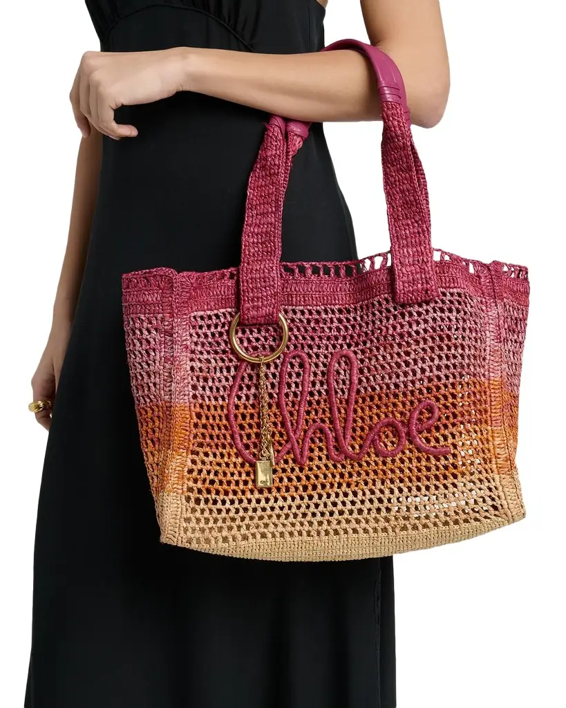 Chloe Summer Banana Ombre Raffia Tote Bag