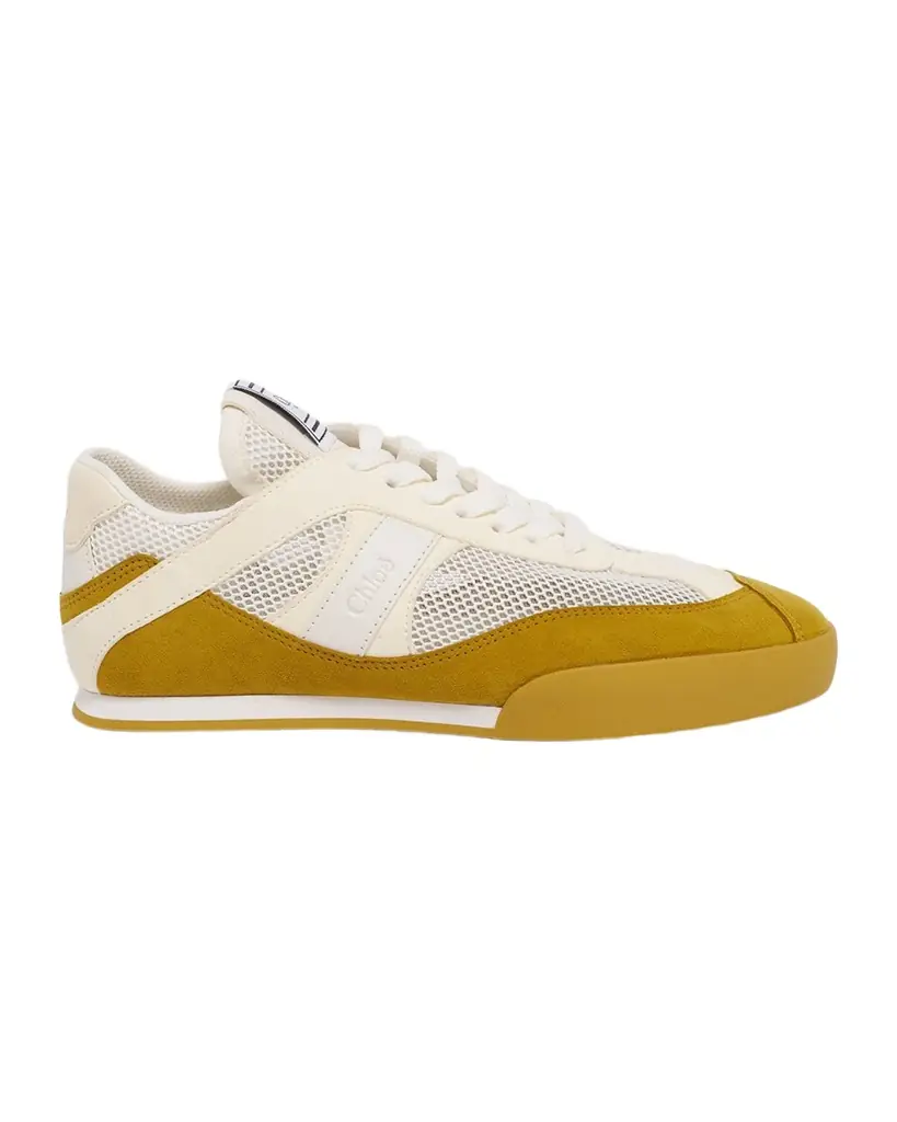Chloe Kick Mixed Leather Retro Low-Top Sneakers