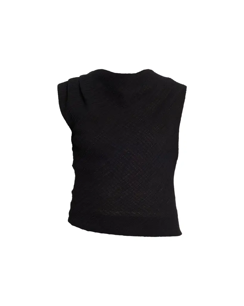 Vince Shadow Grid Cowl-Neck Top