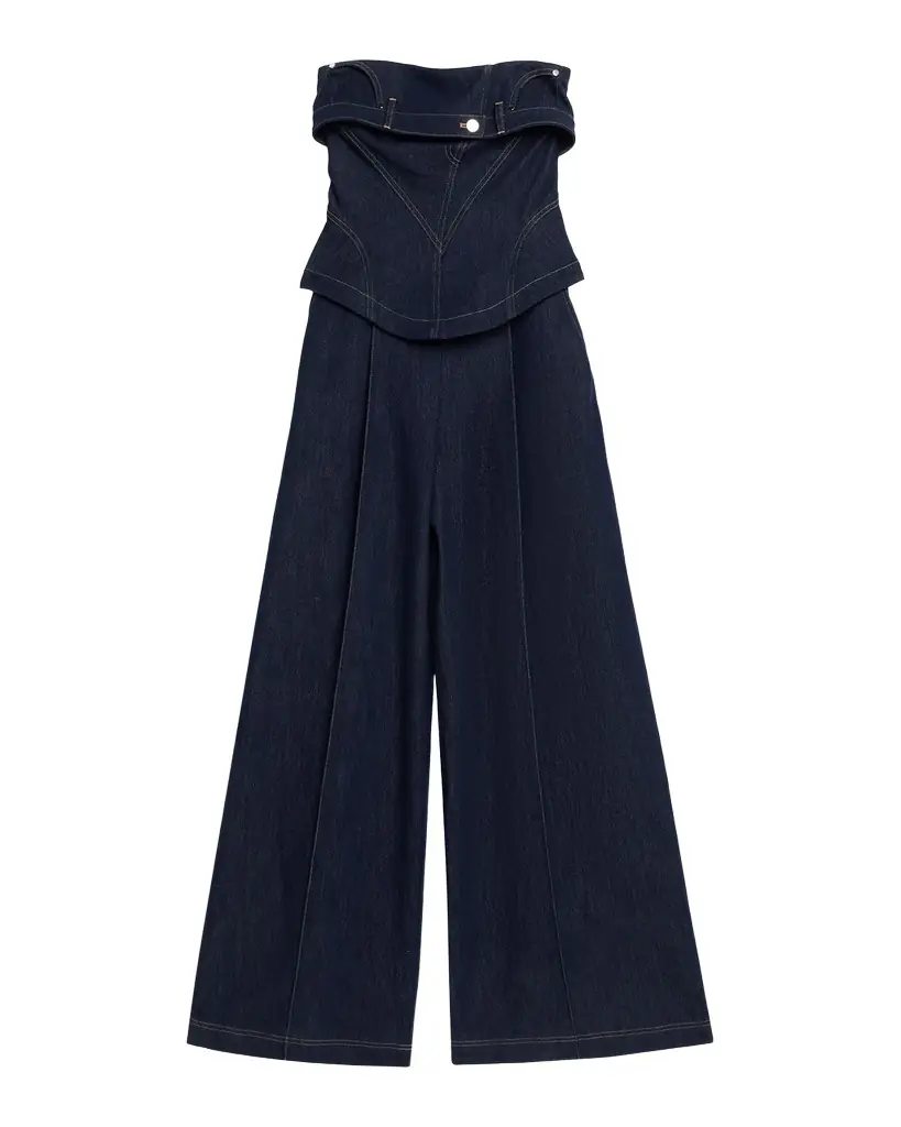 Et Ochs Jordan Strapless Corset Denim Jumpsuit