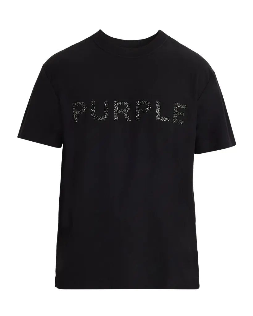 PURPLE Men 's Tonal Glitterized Logo T-Shirt