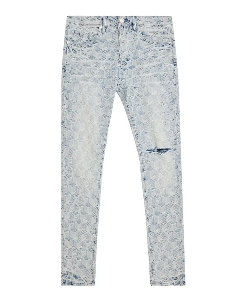 PURPLE Men 's Jacquard Monogram Skinny Jeans