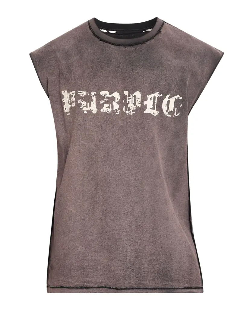 PURPLE Men 's Worn Gothic Cotton Tank Top