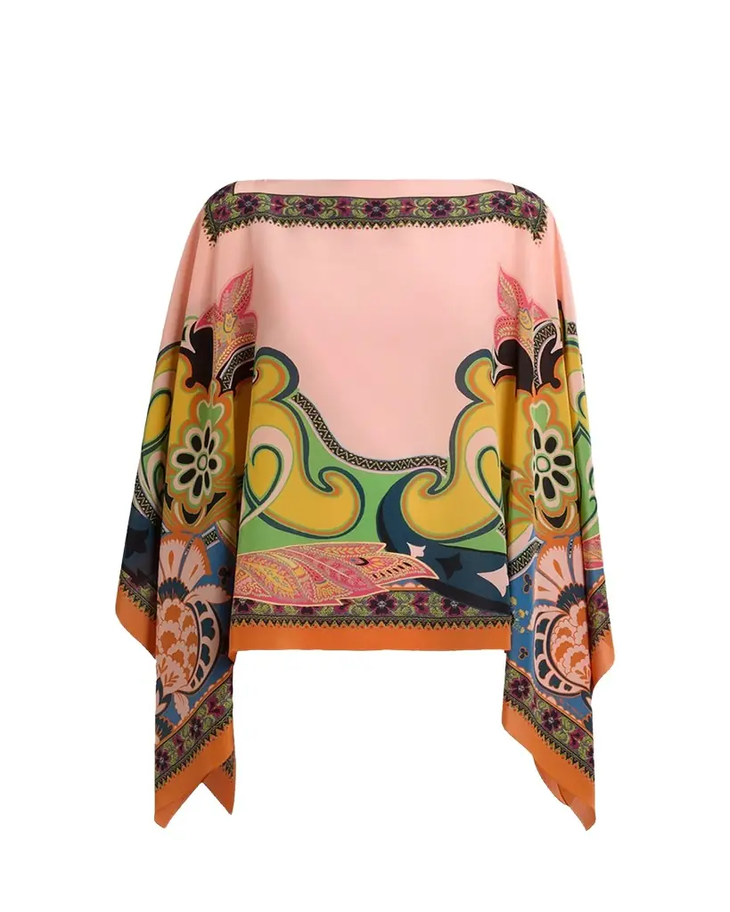 Etro Paisley-Print Silk Poncho
