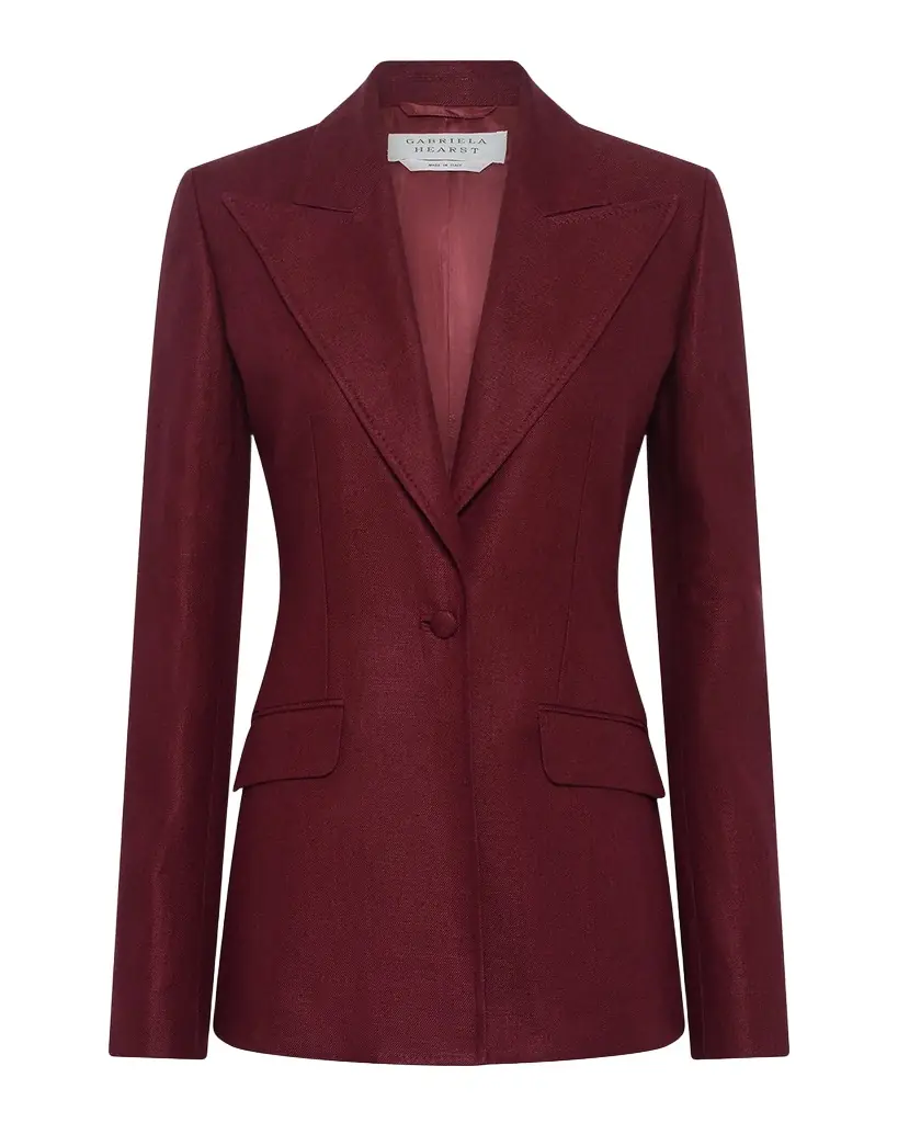 Gabriela Hearst Leiva Single-Breasted Linen Blazer Jacket
