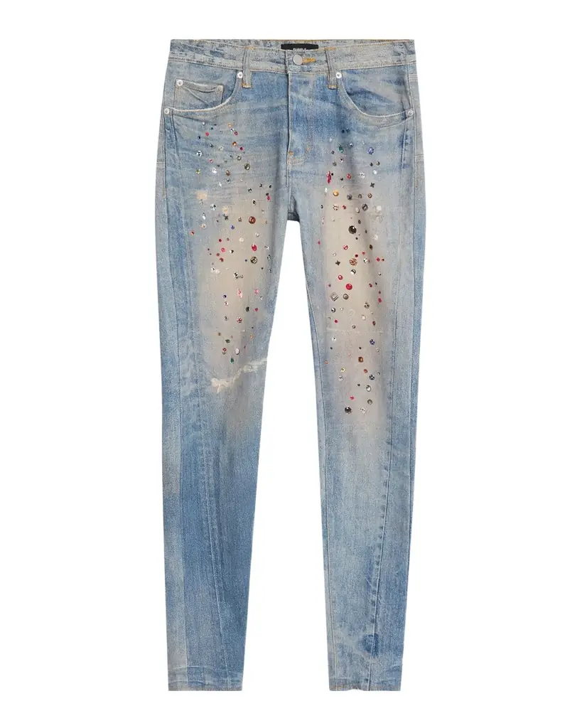 PURPLE Men 's P001 Jewel Print Skinny Jeans
