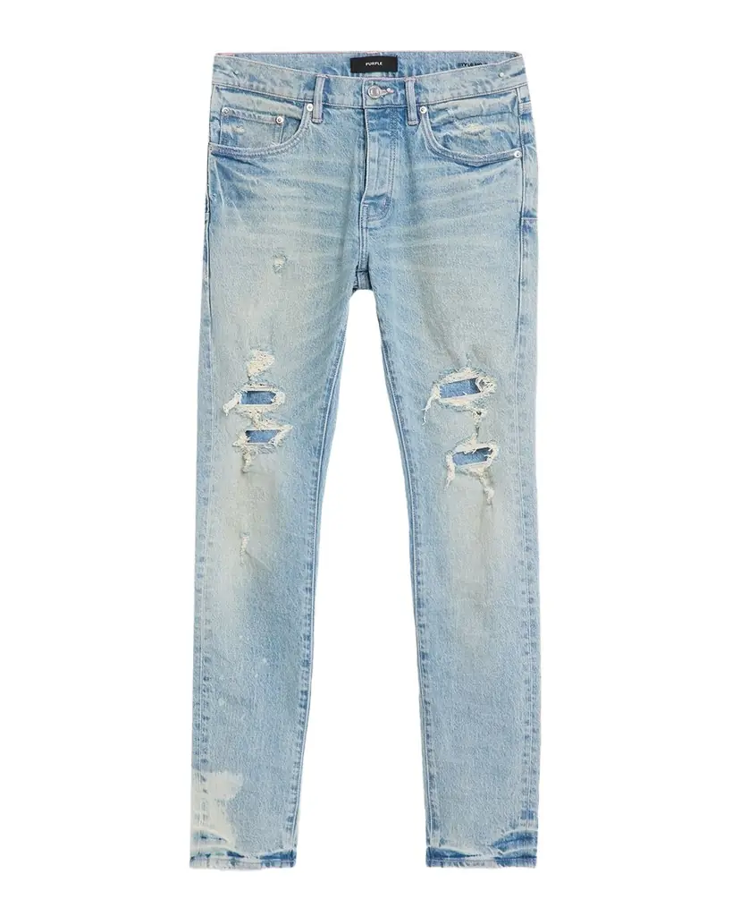 PURPLE Men 's P001 Garda Repairs Distressed Skinny Jeans