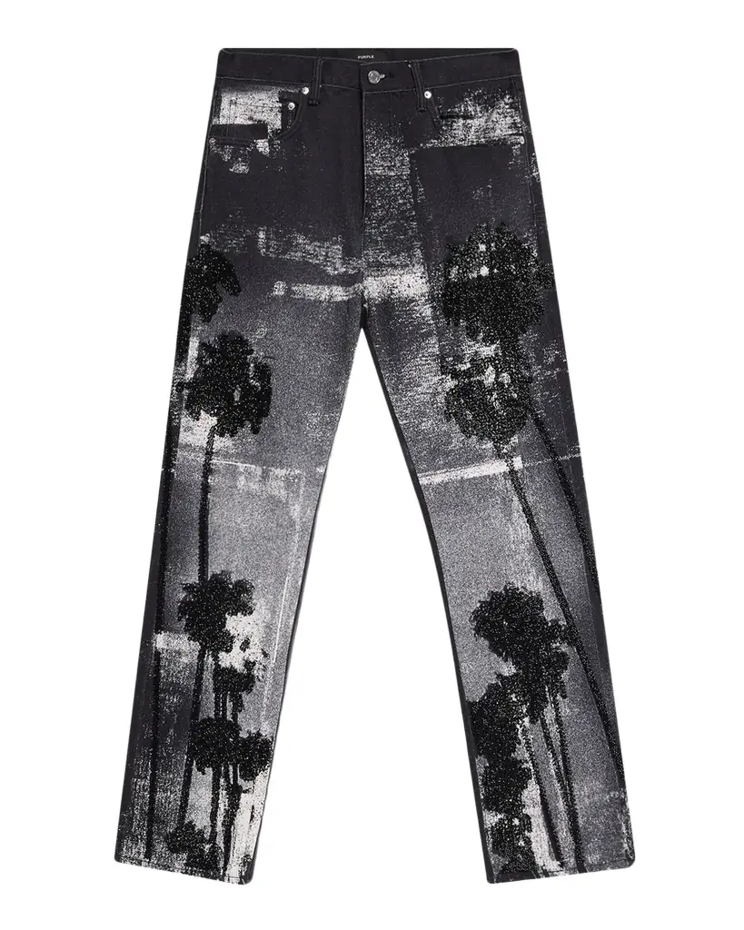 PURPLE Men 's P011 Beaded Palms Straight-Leg Jeans