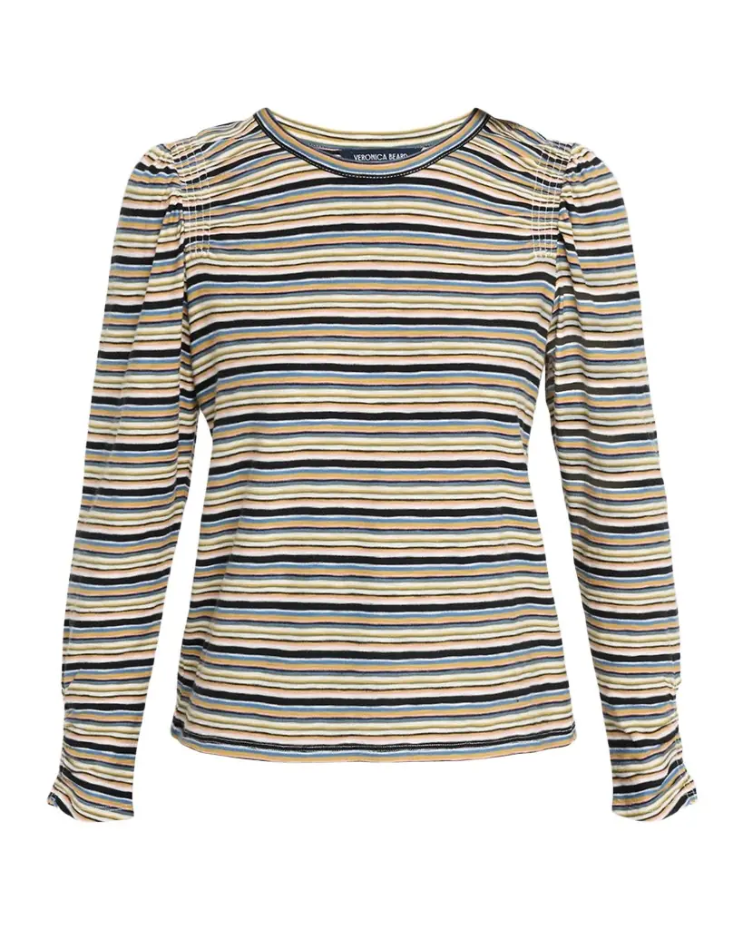 Veronica Beard Bouvet Shirred Long-Sleeve Tee