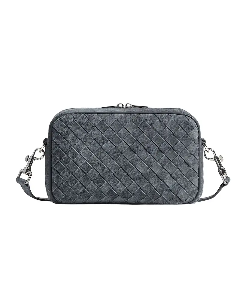 Bottega Veneta Men 's Small Intrecciato Suede Camera Bag