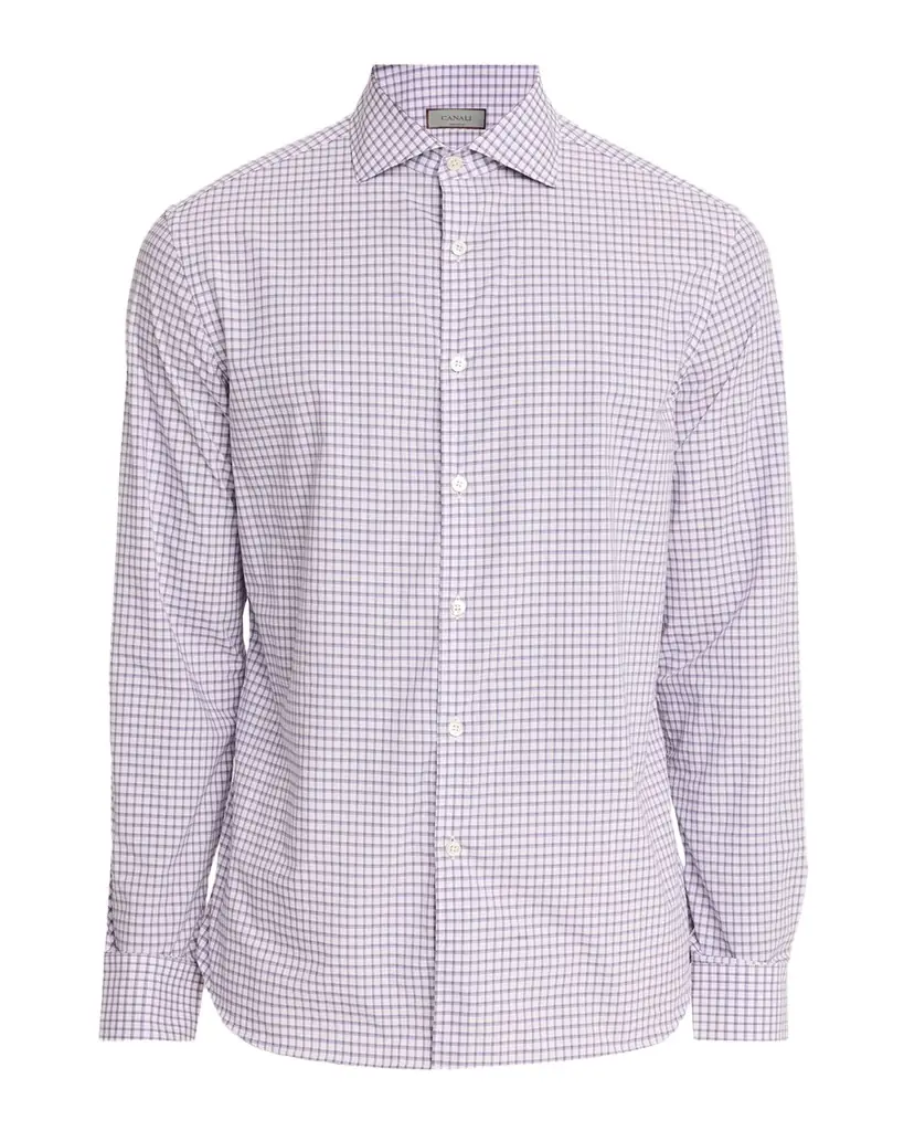 Canali Men 's Grid Check Cotton Sport Shirt