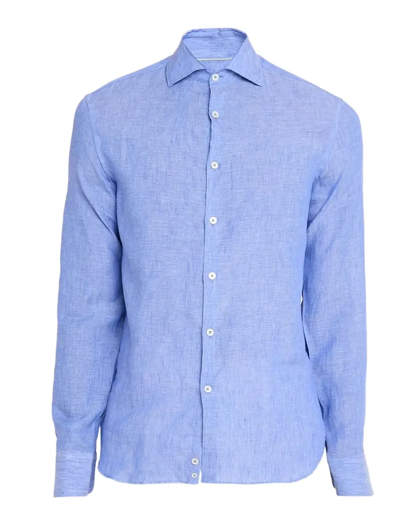 Canali Men 's Solid Linen Sport Shirt