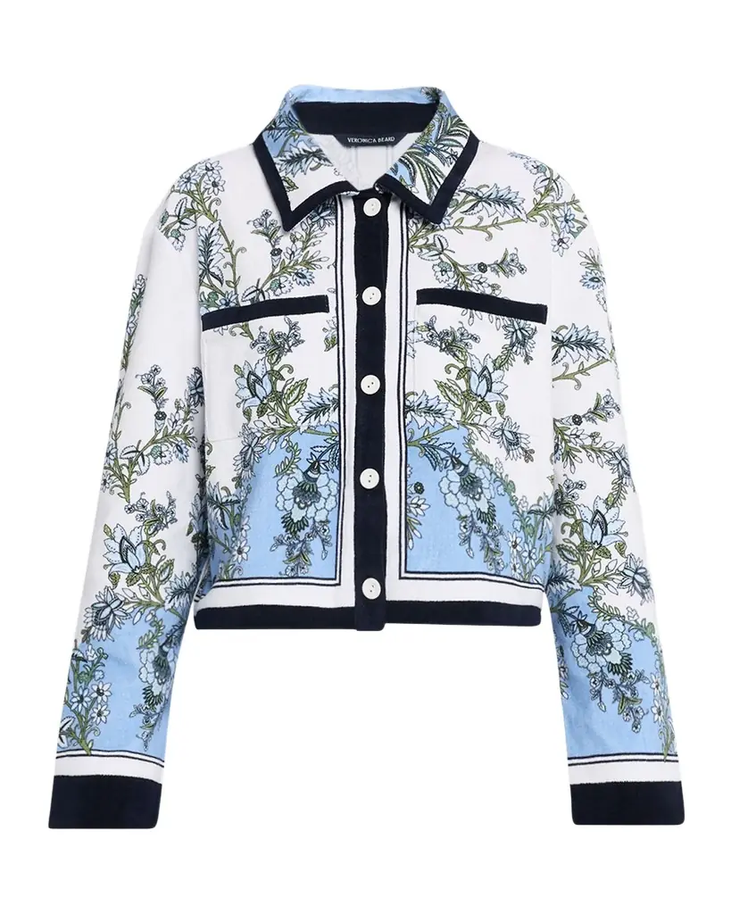 Veronica Beard Novelle Floral Cotton-Terry Shirt