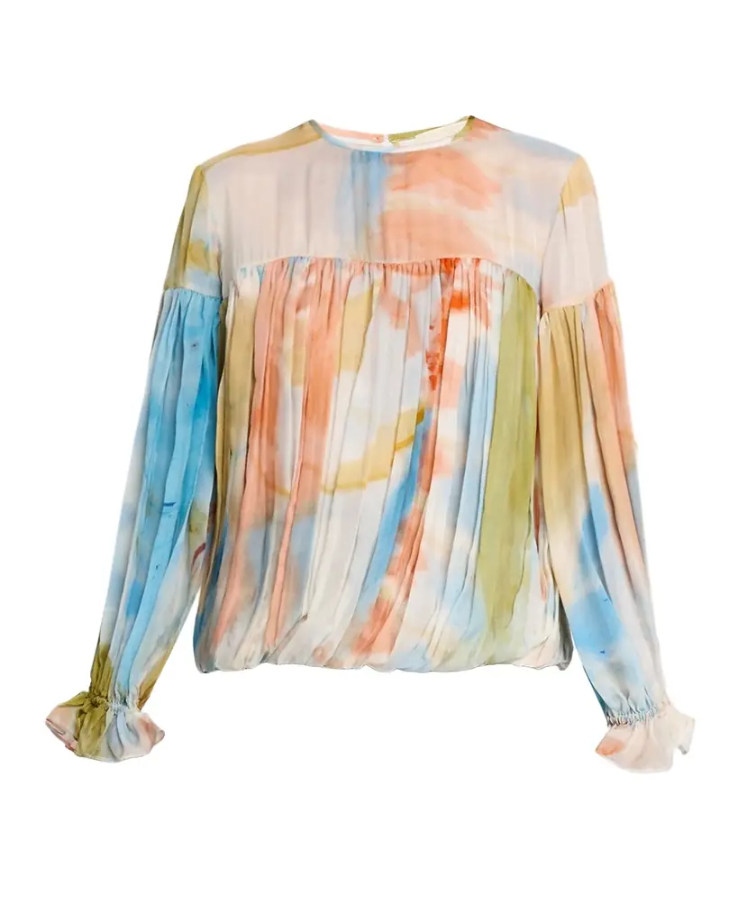 Ulla Johnson x Helen Frankenthaler Pearl Draped Silk-Chiffon Blouse