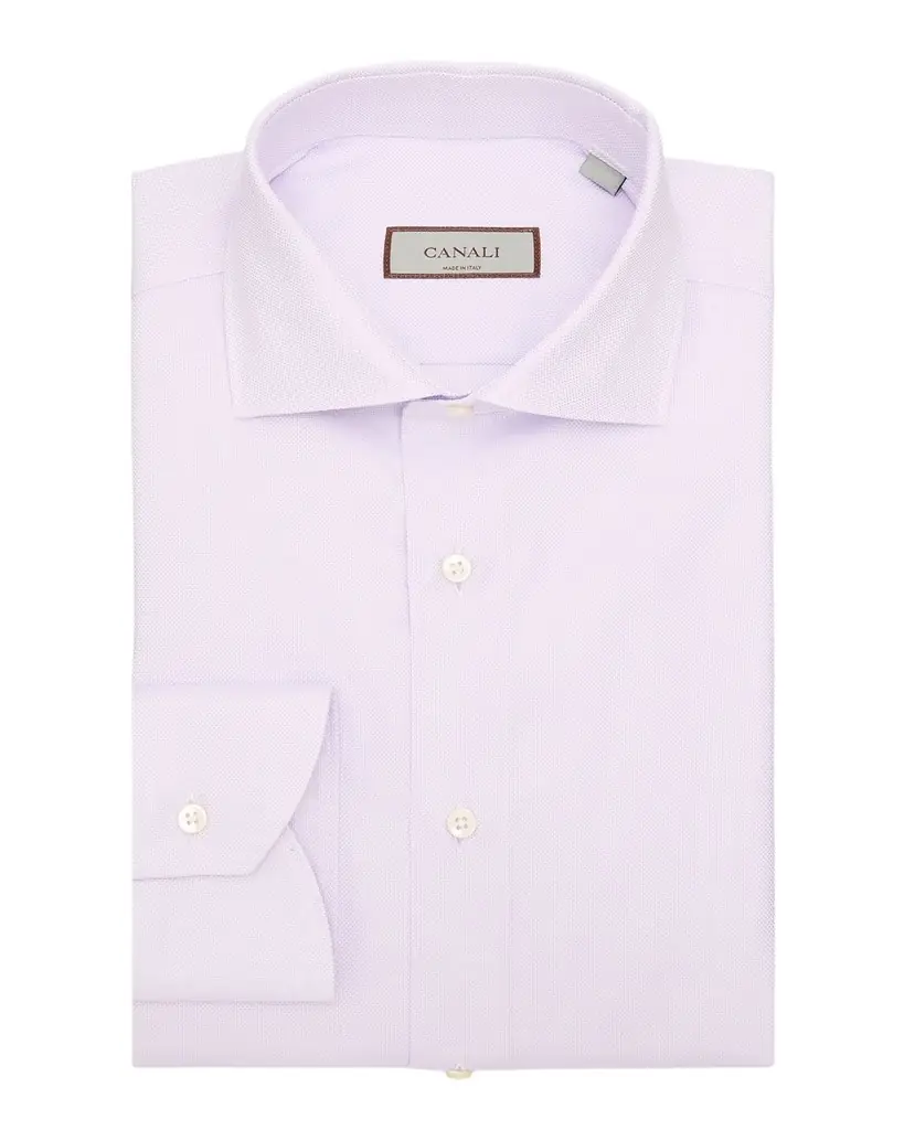 Canali Men 's Solid Cotton Dobby Dress Shirt