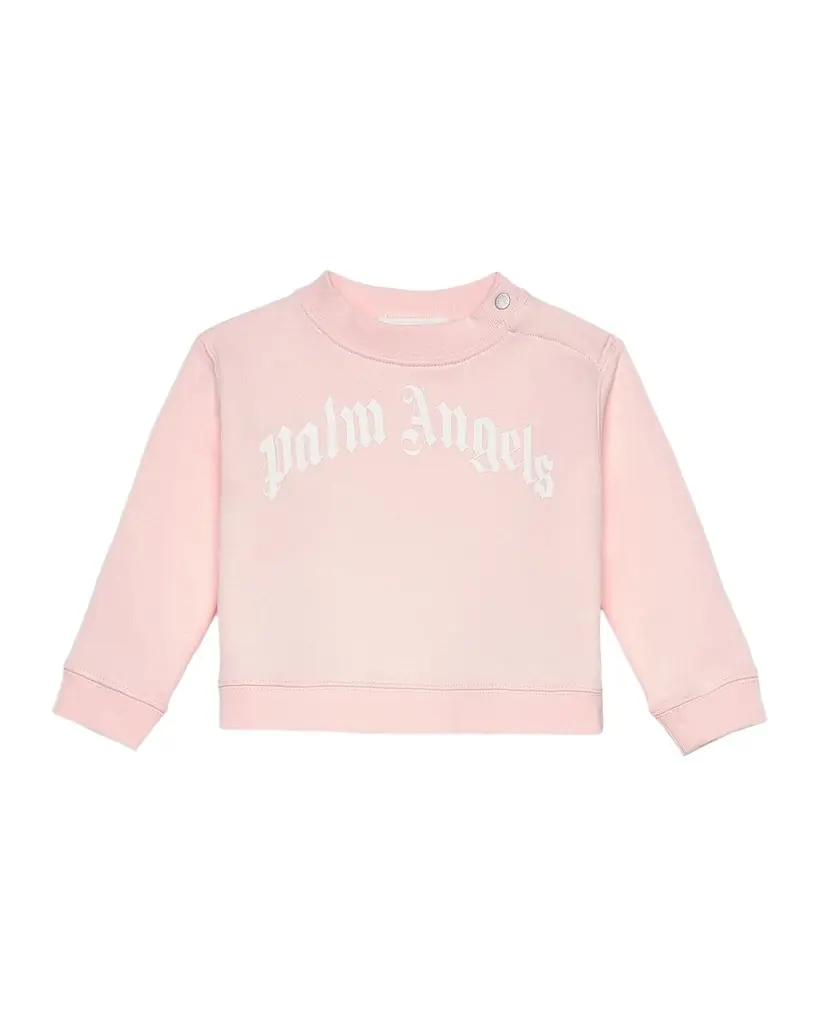 Palm Angels Girl 's Curved Logo Cotton Sweatshirt, Size 3M-36M