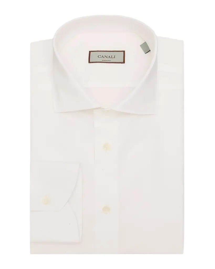 Canali Men 's Cotton and Linen Solid Dress Shirt