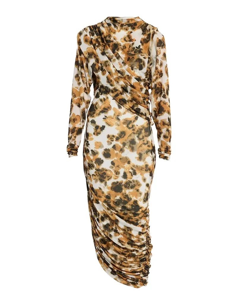 Et Ochs Lucien Draped Abstract-Print Midi Dress