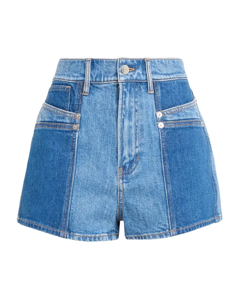 Veronica Beard Elijah Color-Block Denim Shorts
