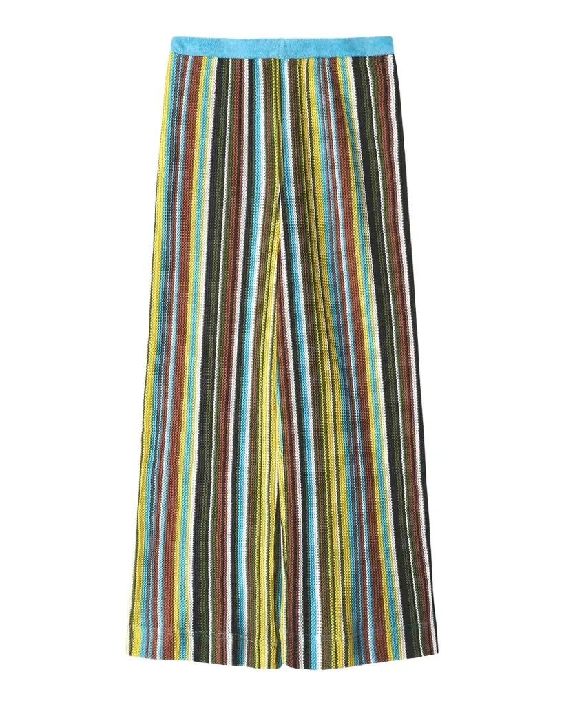 STAUD Ali Striped Crochet Knit Pants