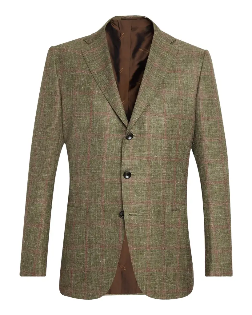 Kiton Men 's Cashmere and Silk Woven Windowpane Sport Coat
