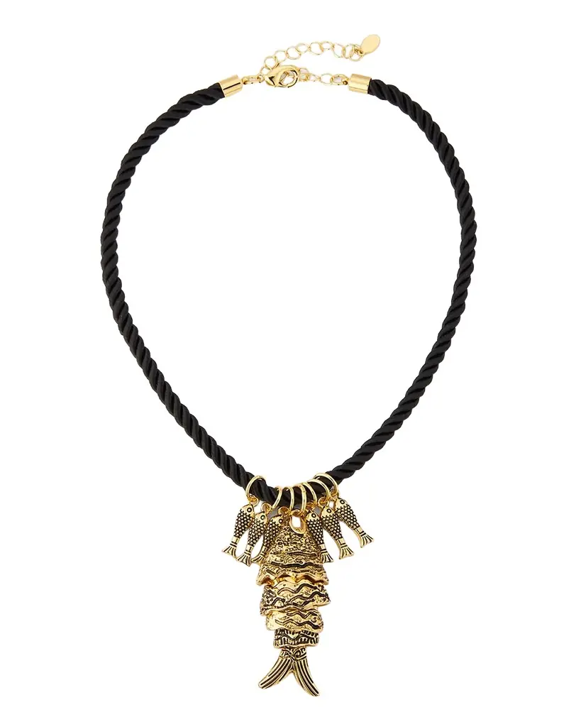 Golconda by Kenneth Jay Lane Textured Fish Charm Necklace - Women's Jewelry And Watches