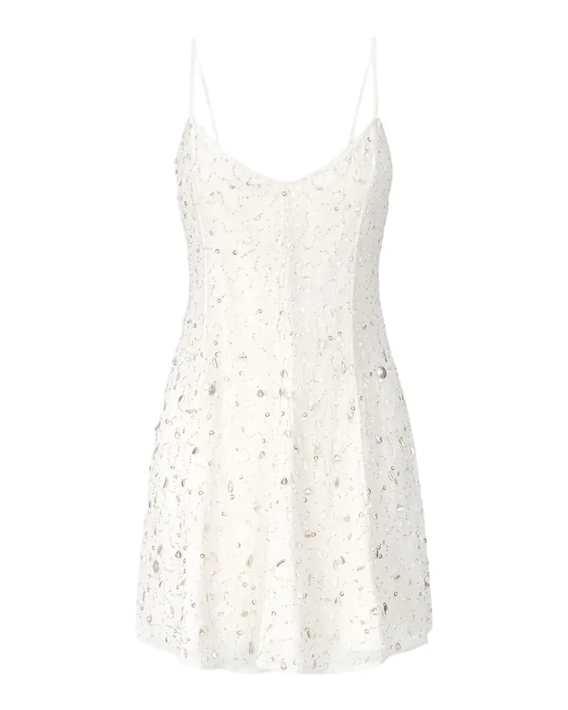 STAUD Emily Embellished Tulle Mini Dress